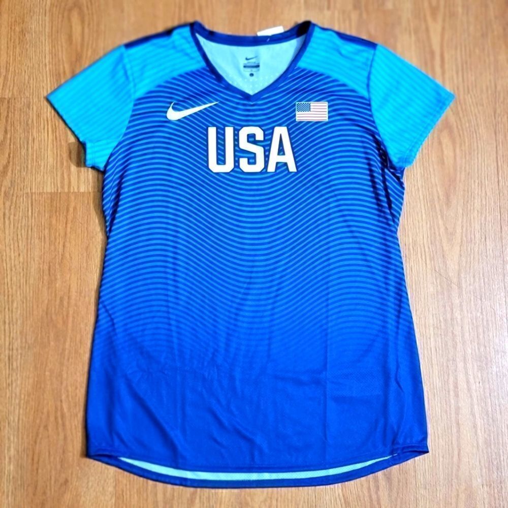 Nike Elite Pro USA Olympics Team Track Field Running Singlet Blue Men's Size L